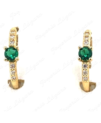 PEND. AROS ORO 18 KTS CIRCONITAS+CIRCO VERDE