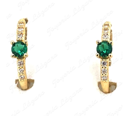 PEND. AROS ORO 18 KTS CIRCONITAS+CIRCO VERDE