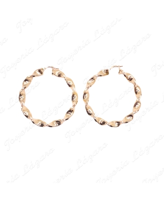 PEND. AROS ORO 18 KTS RIZADOS GRECA 40MM INT