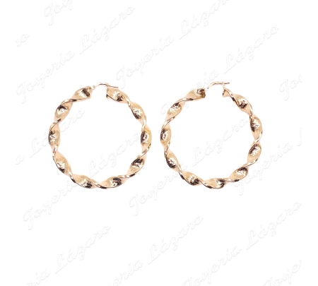 PEND. AROS ORO 18 KTS RIZADOS GRECA 40MM INT