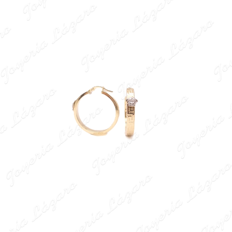 PEND. AROS ORO 18 KTS TABLA GRECA  4MMX15INT.+CARA BLANCA