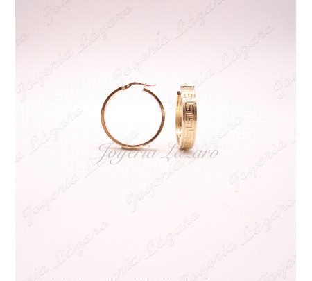 PEND. AROS ORO 18 KTS TABLA GRECA 15X4MM INT.