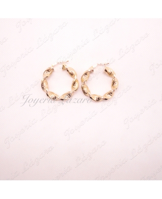 PEND. AROS ORO 18 KTS RIZADOS GRECA 6MMX20MM INT.