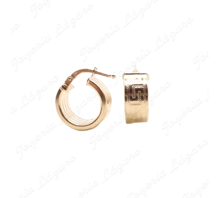 PEND. AROS ORO 18 KTS GRECA TABLA 6mmX10mm