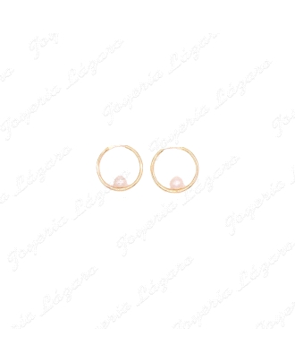 ORO 18 KTS PENDIENTES AROS 50X20 PERLA INT.