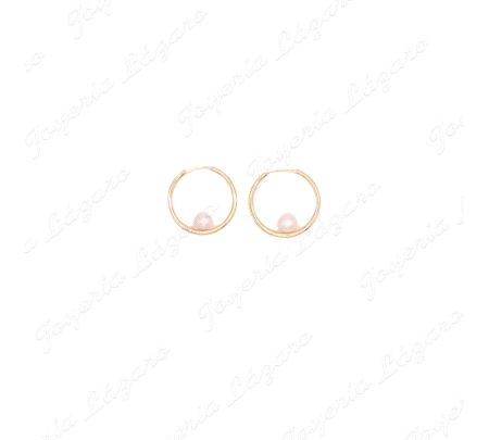 ORO 18 KTS PENDIENTES AROS 50X20 PERLA INT.