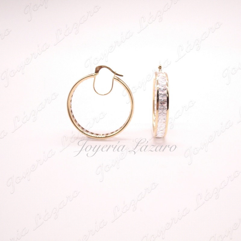 ORO 18 KTS PENDIENTES AROS CIRCO EN CARRIL