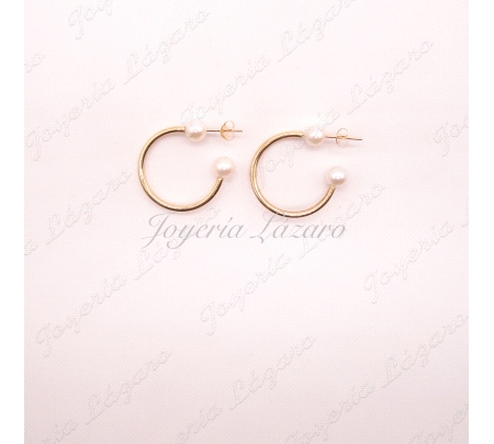 ORO 18 KTS PEND. AROS+PERLA 2X26 PAN