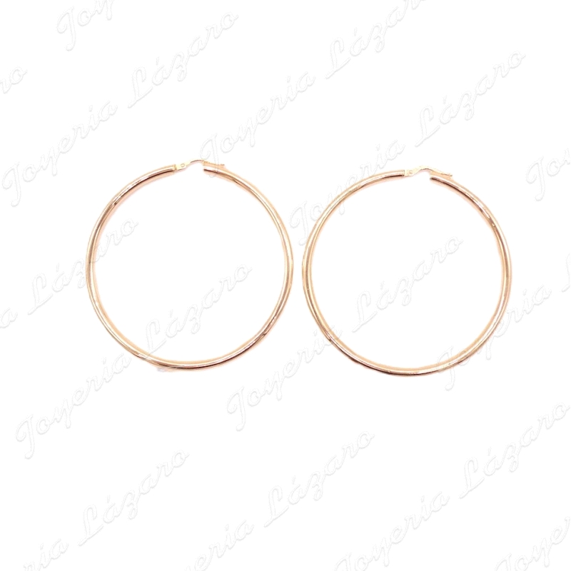 ORO 18 KTS PENDIENTES AROS TUBO 30mm int.