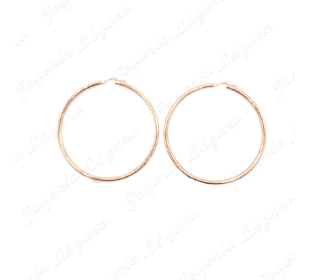 ORO 18 KTS PENDIENTES AROS TUBO 30mm int.