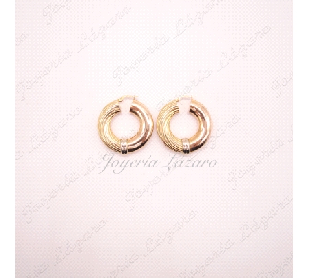 PENDIENTES AROS ORO 18KT,TRICOLOR,DIAMETRO 33MM