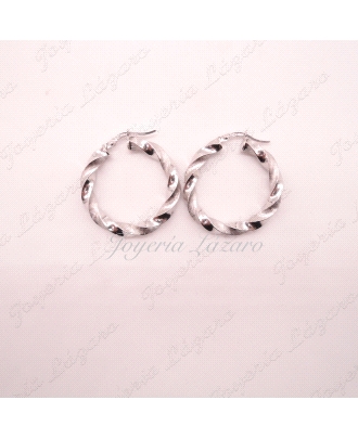 PEND. 18KTS AROS BL. BRILLO/MATERIZADOS 3MM X21MM INT