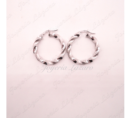 PEND. 18KTS AROS BL. BRILLO/MATERIZADOS 3MM X21MM INT