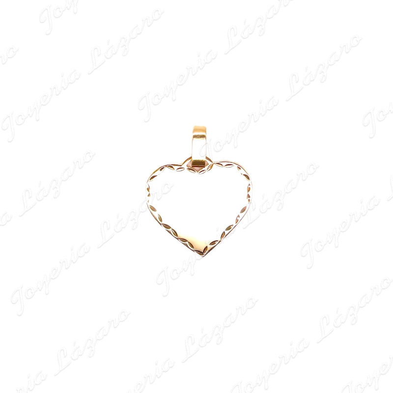 PLACA ORO 18 KTS CORAZON  30X30 LISO FILO TALLADO