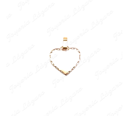 PLACA ORO 18 KTS CORAZON  30X30 LISO FILO TALLADO