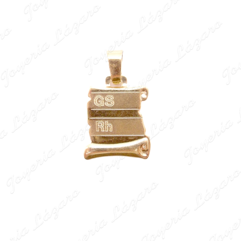 PLACA ORO 18 KTS PERGAMINO RH