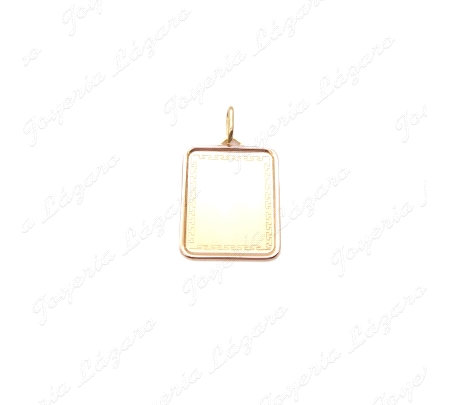 PLACA ORO 18 KTS RECT,FILO + TALLA GRECA