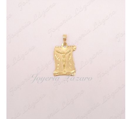 PLACA 18KTS PERGAMINO +  CRISTO