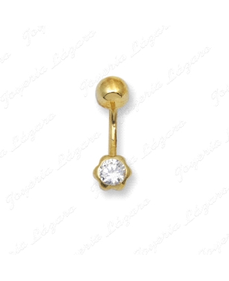 PIERCING ORO 18 KTS OMBLIGO  FLOR CIRCONITA