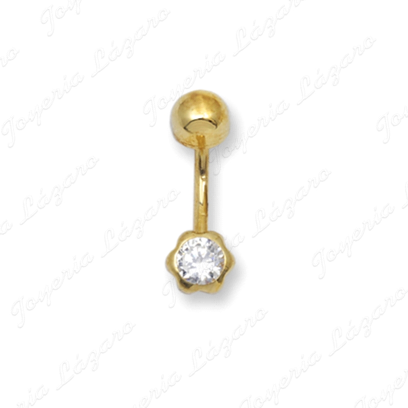 PIERCING ORO 18 KTS OMBLIGO  FLOR CIRCONITA