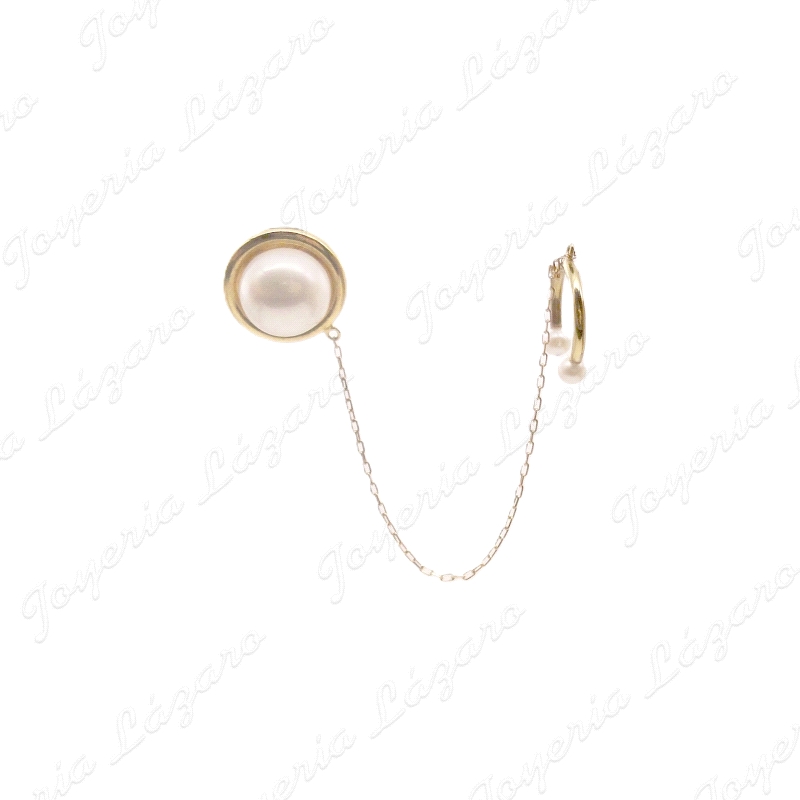 ORO 18 KTS PEND.1 UNIDAD.  PERLA 10MM +CADENA + CIERRE LOBULO