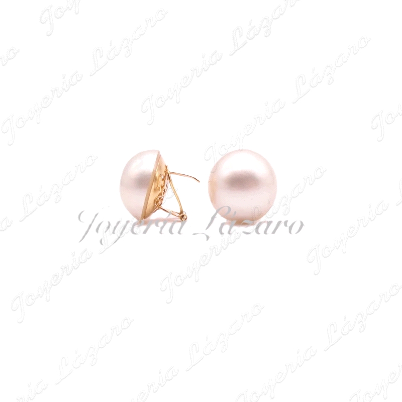 ORO 18 KTS PENDIENTES JAPONESA  MABE 18MM