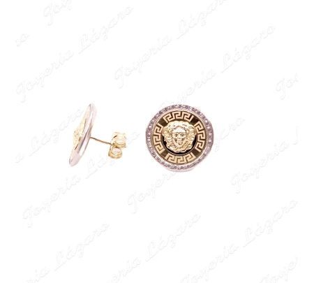 PEND. ORO 18 KTS BICOLOR REDONDO 15.9MM MEDUSA  CIRCOS FILO PRESION