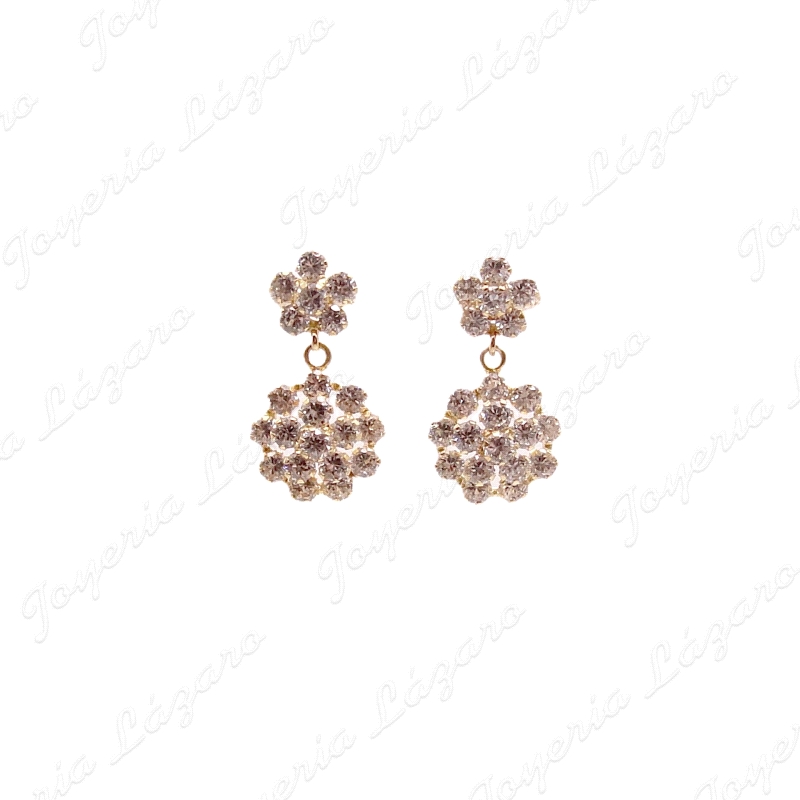 PEND. ORO 18 KTS FLOR+ROSETON CIRCONITAS COLGANTO EN PRESION