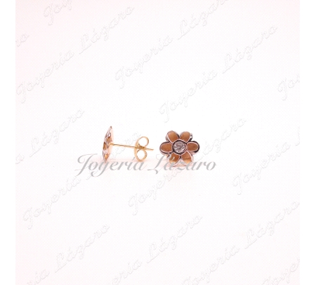 ORO 18 KTS PENDIENTES FLOR BIC.