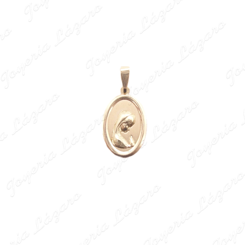 MEDALLA ORO 18 KTS  VIRGAN NIÑA OVAL 16X14