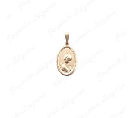 MEDALLA ORO 18 KTS  VIRGAN NIÑA OVAL 16X14