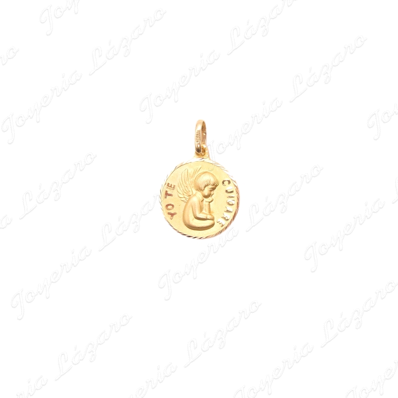 MEDALLA ORO 18 KTS 15mm ANGELITO YO TE CUIDARÉ