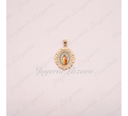 ORO 18 KTS MEDALLA CRISTO ESMALTE