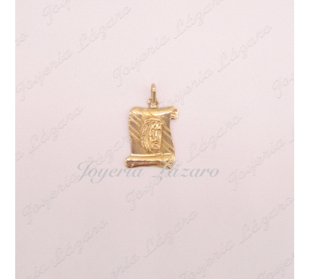 MEDALLA 18KTS PERGAMINO. ROSTRO CRISTO