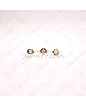 ORO 18 KTS JUEGO COMUNION FLOR NACAR PRES.