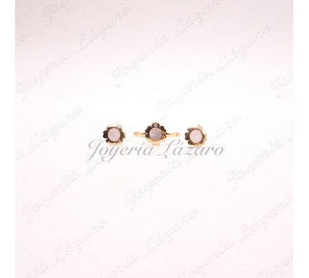 ORO 18 KTS JUEGO COMUNION FLOR NACAR PRES.