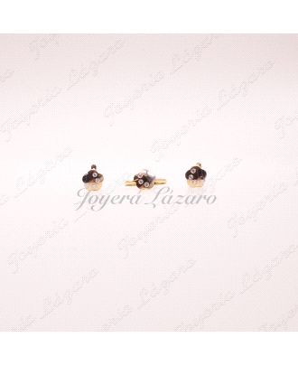 JUEGO PEN+SOR 18KT FLOR BICOLOR 3 CIRCO C.CAT.