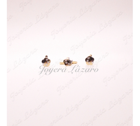 JUEGO PEN+SOR 18KT FLOR BICOLOR 3 CIRCO C.CAT.