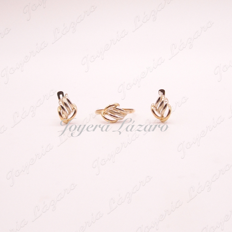 JUEGO 18KTS PEN+SOR CIERRE CATAL BICOLR MATE/BRILLO