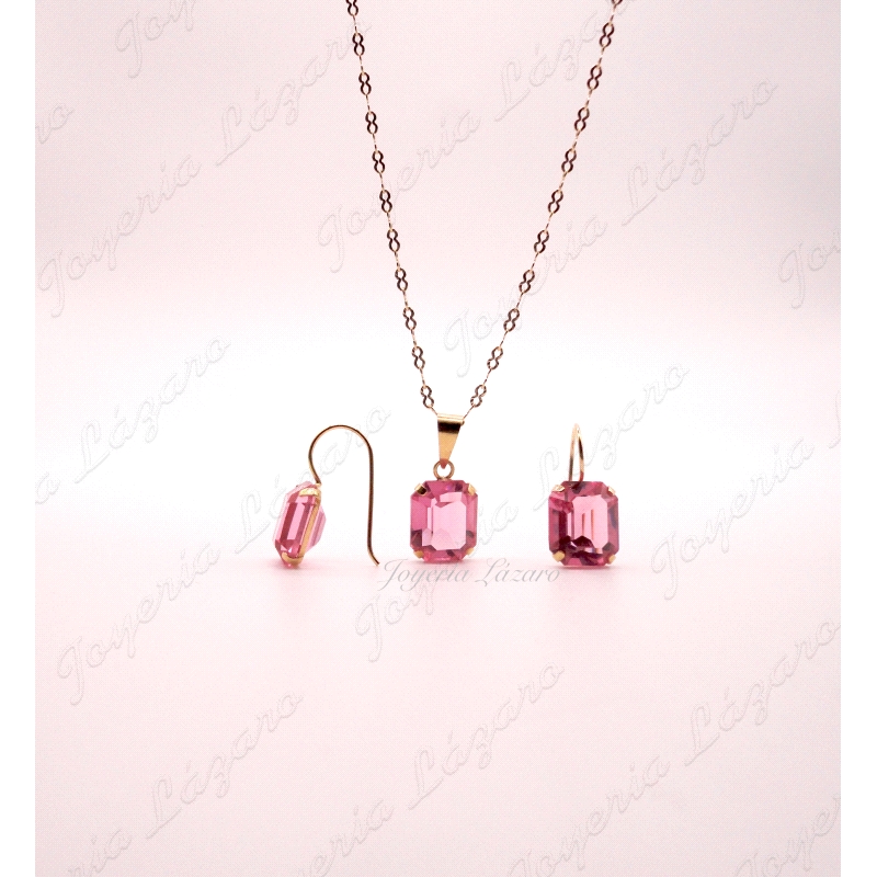 PEND. 18KTS PALO HIPPIE ROSA DE FRANCIA JUEGO COLG.