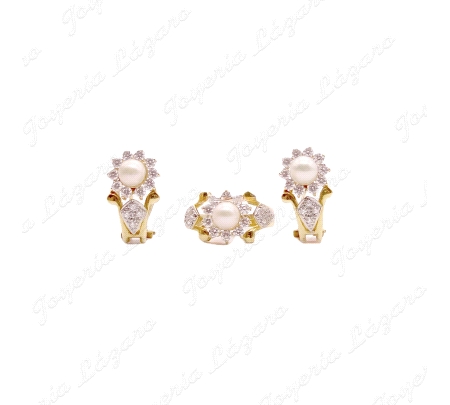 JUEGO 18KTS P+S PERLA+CIRCO OMEGA