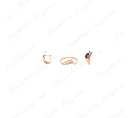 JUEGO 18KTS PEN+SOR BICOLOR BANDA MICROCIRCO 2 BANDAS BRILLO