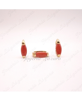JUEGO 18KTS PEND.+SOR. CORAL FINO OVAL