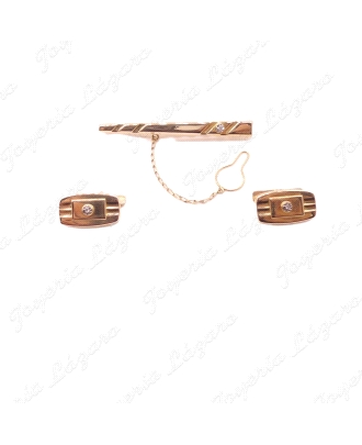 GEMELOS 18KTS +PILLACORBATAS BRILLANTE