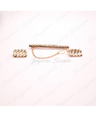 GEMELOS+PILLACORBATAS ORO 18KT RECTANGULAR