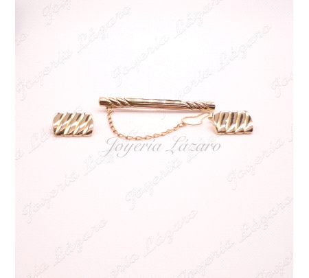GEMELOS+PILLACORBATAS ORO 18KT RECTANGULAR