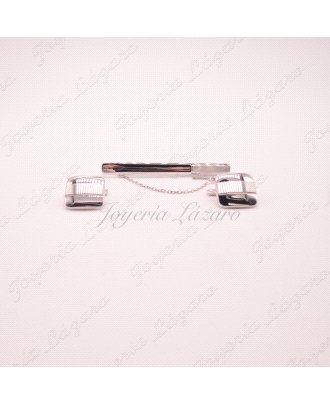 GEMELOS 18KTS ORO BL.+PILLACORBATAS CUADRADO