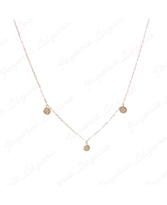 GARGANTILLA ORO 18 KTS 3 MOTIVOS DISCOS MICROCIRCO.