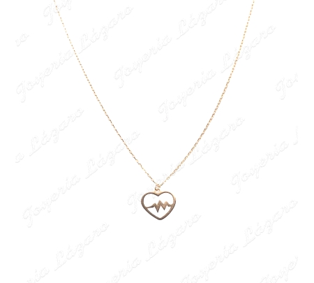 GARGANTILLA ORO 18 KTS CORAZON CALADO ELECTROCARDIOGRAMA