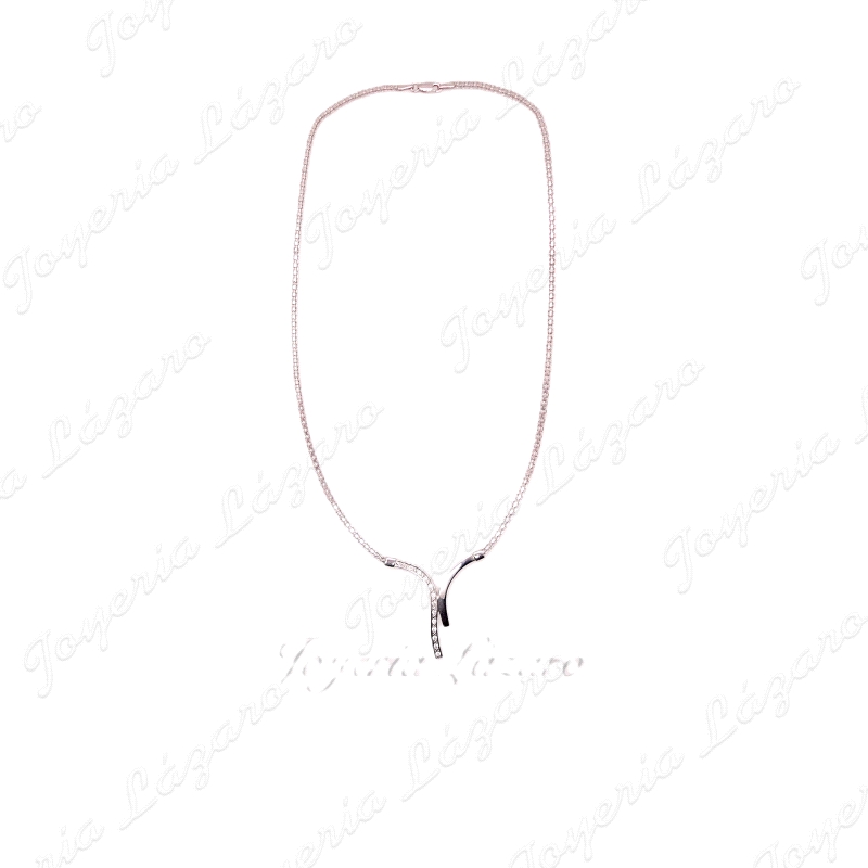 JUEG, GARGANTILLA + PENDIENTES ORO BL.18KT. MOTIVO DOBLE CON CIRCONITA